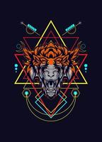 dark wolf head with sacred geometry. eps10 vector