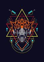 dark wolf head with sacred geometry. eps10 vector