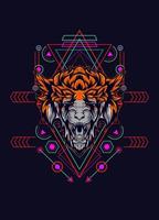 dark wolf head with sacred geometry. eps10 vector