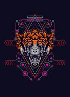 cabeza de lobo oscuro con geometría sagrada. eps10 vector