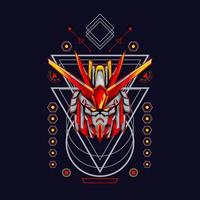 Robot Head With sacred geometry pattern For Wallpaper, Banner, T-shirt, Poster, Hoodie, Tottebag, Background, Card, Book Illustration, And Web Landing Page vector