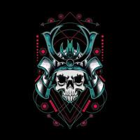 samurai skull head with sacred geometry ornament. eps10 vector