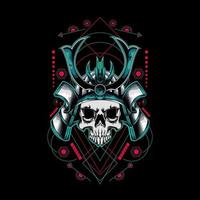 samurai skull head with sacred geometry ornament. eps10 vector