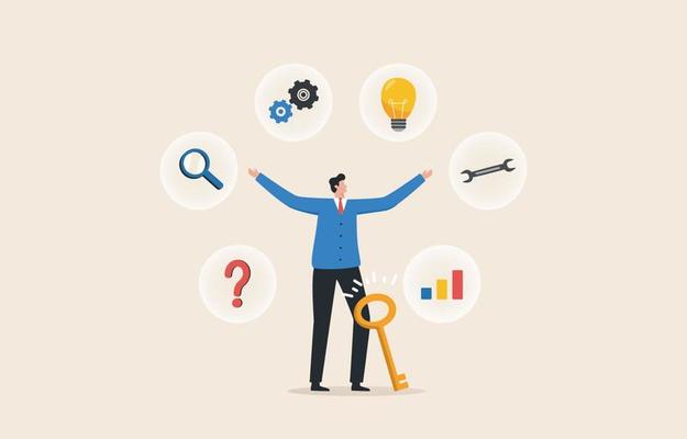 Strategic planning, key to success. Passion, Goal setting, Plan, Take action. Implemented to achieve the goal.Businessman planning for success.