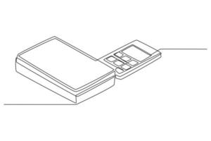 simple libro de dibujo de línea continua y calculadora. concepto de asignaturas en la escuela y la universidad. ilustración de vector gráfico de diseño de dibujo de línea continua.