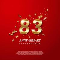 83th Anniversary celebration. Golden number 83 vector