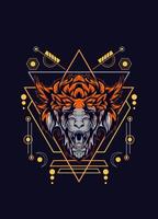 dark wolf head with sacred geometry. eps10 vector