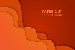 Papercut wavy geometric topography or paper cut liquid geometric gradient pattern on orange 3D multi layer background Eps10 vector