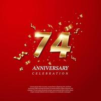 74th Anniversary celebration. Golden number 74 vector