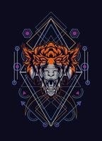 dark wolf head with sacred geometry. eps10 vector