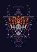 cabeza de lobo oscuro con geometría sagrada. eps10 vector