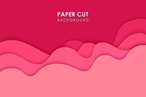 Pink paper cut banner with 3D slime abstract background and pink waves layers. Abstract layout design for brochure and flyer. Paper art vector illustration