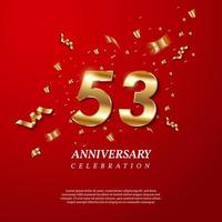 53th Anniversary celebration. Golden number 53 vector