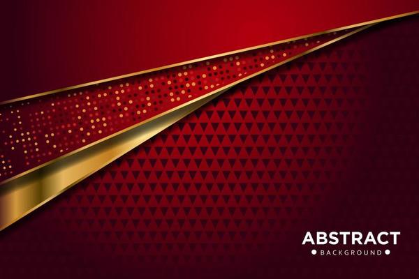 Abstract red overlap with glitters dots and golden line gradient design modern luxury futuristic technology background vector illustration.