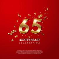 65th Anniversary celebration. Golden number 65 vector