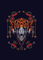 dark wolf head with sacred geometry. eps10 vector