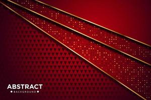 Abstract red overlap with glitters dots and golden line gradient design modern luxury futuristic technology background vector illustration.