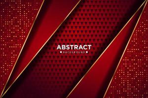 superposición roja abstracta con puntos brillantes y diseño degradado de línea dorada ilustración vectorial de fondo de tecnología futurista de lujo moderno. vector