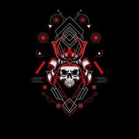 samurai skull head with sacred geometry ornament. eps10 vector