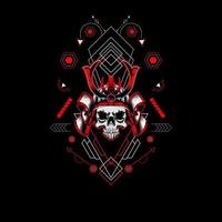 samurai skull head with sacred geometry ornament. eps10 vector