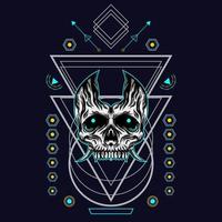 skull with sacred geometri ornament vector