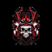 samurai skull head with sacred geometry ornament. eps10 vector