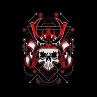 samurai skull head with sacred geometry ornament. eps10 vector