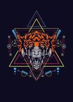 dark wolf head with sacred geometry. eps10 vector