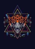 dark wolf head with sacred geometry. eps10 vector