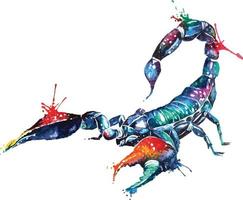 Watercolor scorpion fantasy abstract style.Astrology Scorpio zodiac sign.Dangerous animals vector