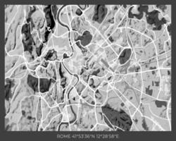 mapa de roma - diseño monocromático abstracto para afiches interiores, papel tapiz, arte mural u otros productos de impresión. ilustración vectorial vector