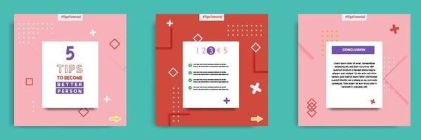 Pink social media tutorial, tips, trick, did you know post banner layout template with geometric background and memphis pattern design element
