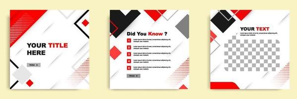 Red social media tutorial, tips, trick, did you know post banner layout template with geometric background and memphis pattern design element