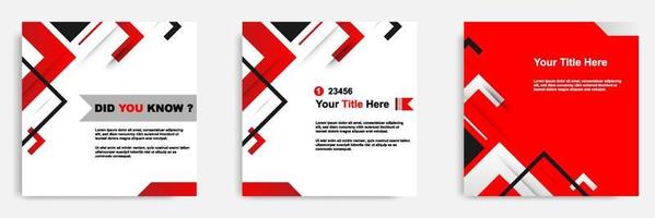 Red white social media tutorial, tips, trick, did you know post banner layout template with geometric background and memphis pattern design element vector