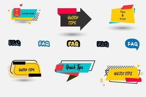 Quick tips trick, FAQ, Question and Answer sticker design element vector