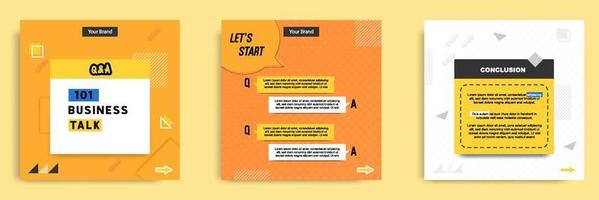 Yellow orange social media tutorial, tips, trick, did you know post banner layout template with geometric background and memphis pattern design element
