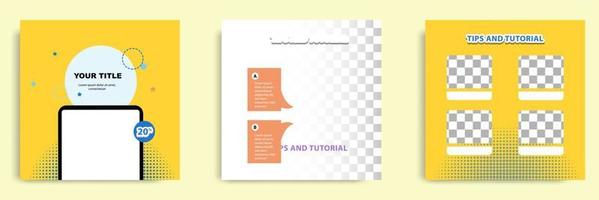 Social media tutorial tip trick post template vector