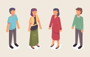 Hand Drawn Isometric Characters vector
