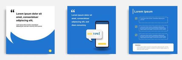 plantilla de publicación de truco de consejo de tutorial de redes sociales vector