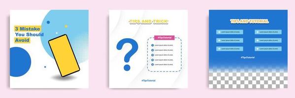 Social media tutorial tip trick post template vector