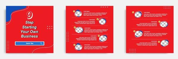 Red social media tutorial, tips, trick, did you know post banner layout template with geometric background and memphis pattern design element