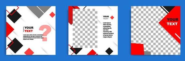 Red white social media tutorial, tips, trick, did you know post banner layout template with geometric background and memphis pattern design element vector