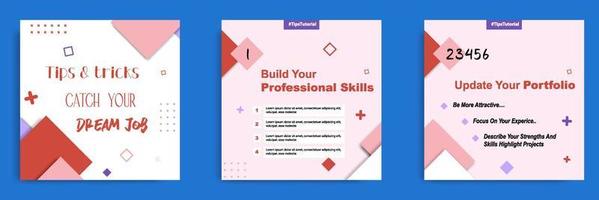 Pink white social media tutorial, tips, trick, did you know post banner layout template with geometric background and memphis pattern design element