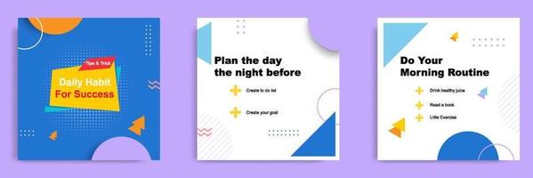 Blue white social media tutorial, tips, trick, did you know post banner layout template with geometric background and memphis pattern design element