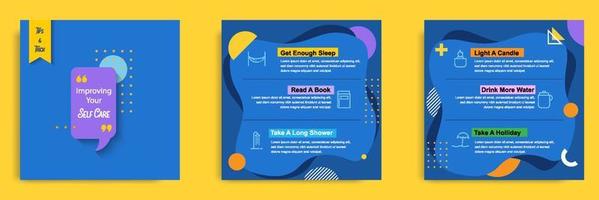 Blue social media tutorial, tips, trick, did you know post banner layout template with geometric background and memphis pattern design element vector