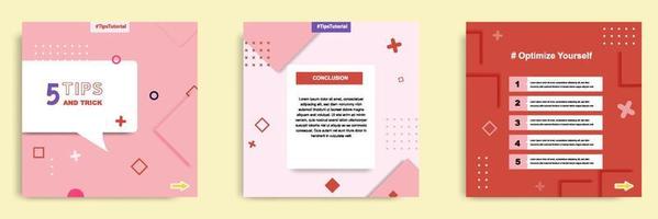 Pink pastel social media tutorial, tips, trick, did you know post banner layout template with geometric background and memphis pattern design element