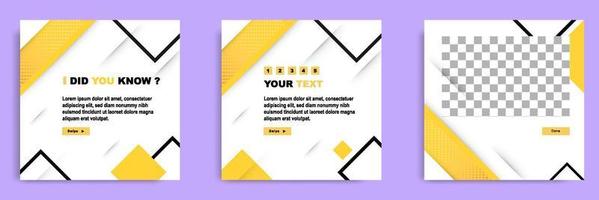 Yellow Social media tutorial, tips, trick, did you know post banner layout template with geometric background and memphis pattern design element vector