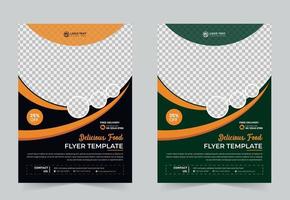 Delicious food menu flyer and Restaurant Food Flyer Bundle Templates or Organic healthy food flyer template vector