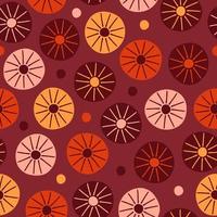 Seamless pattern with hand drawn abstract flowers in flat style. Floral background for design, fabric or wrapping paper. Vector illustration