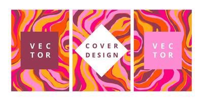 Fashion set of abstract banner with striped texture. Modern design template with freehand pink background. Retro cover for business, brochure and branding design. Vector illustration